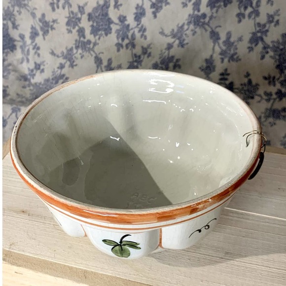 Vintage ABC Bassano Baking Mold Handpainted Italian Ceramic Peach Plum - Picture 8 of 9